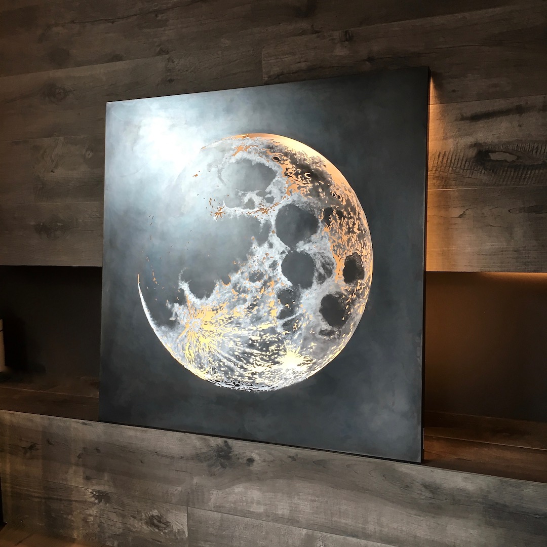 Obraz metalowy na ścianę stal oksydowana księżyc