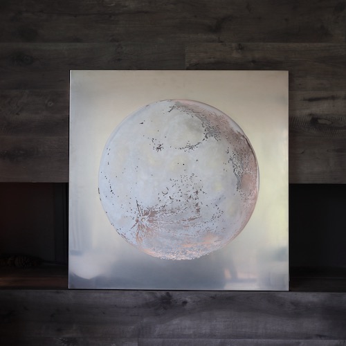 Moon in stainless steel painted with wax