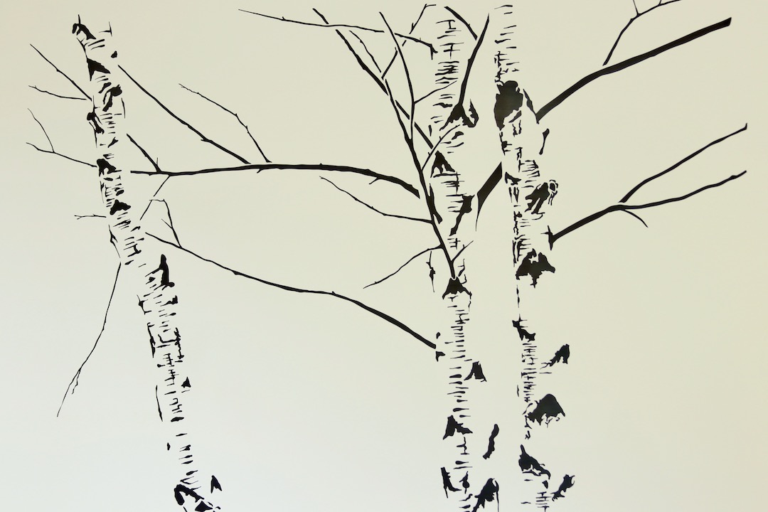 Obraz metalowy lakierowany brzozy zima